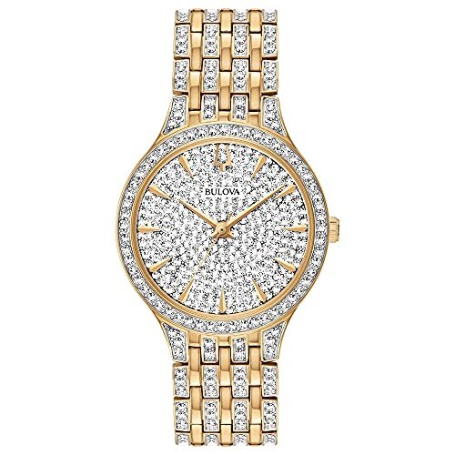 Bulova Crystal Quartz Ladies Watch, Stainless Steel , Gold-Tone (Model: 98L263)